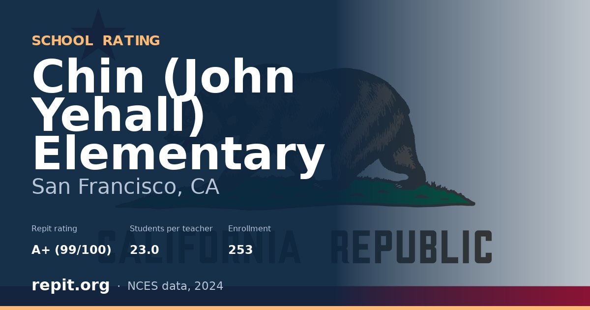 Chin (John Yehall) Elementary, San Francisco, CA — Repit school rating A+ (99/100)