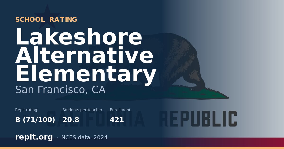 Lakeshore Alternative Elementary, San Francisco, CA — Repit school rating B (71/100)