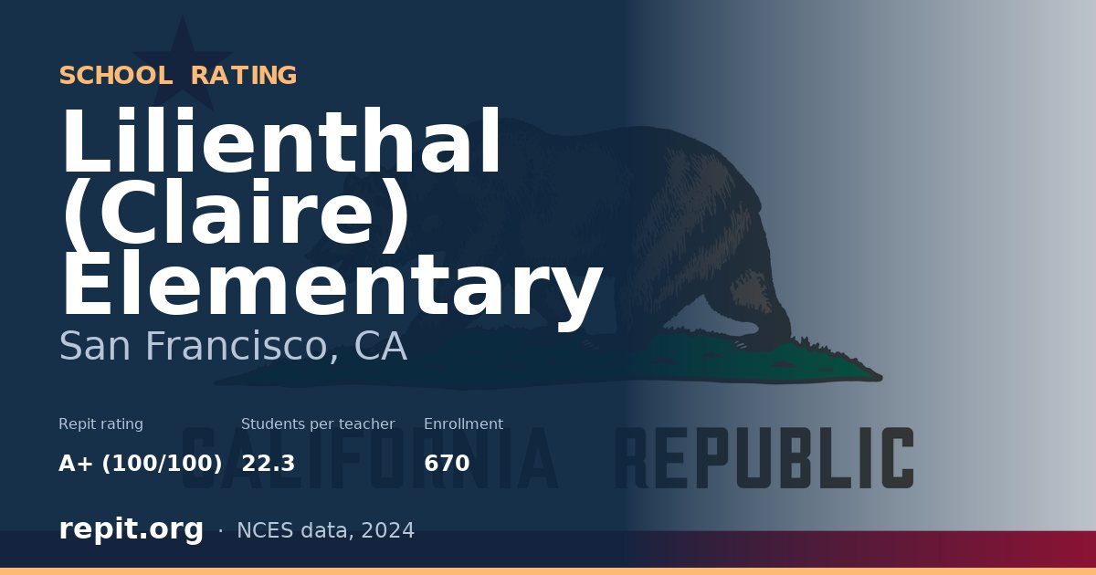 Lilienthal (Claire) Elementary, San Francisco, CA — Repit school rating A+ (100/100)