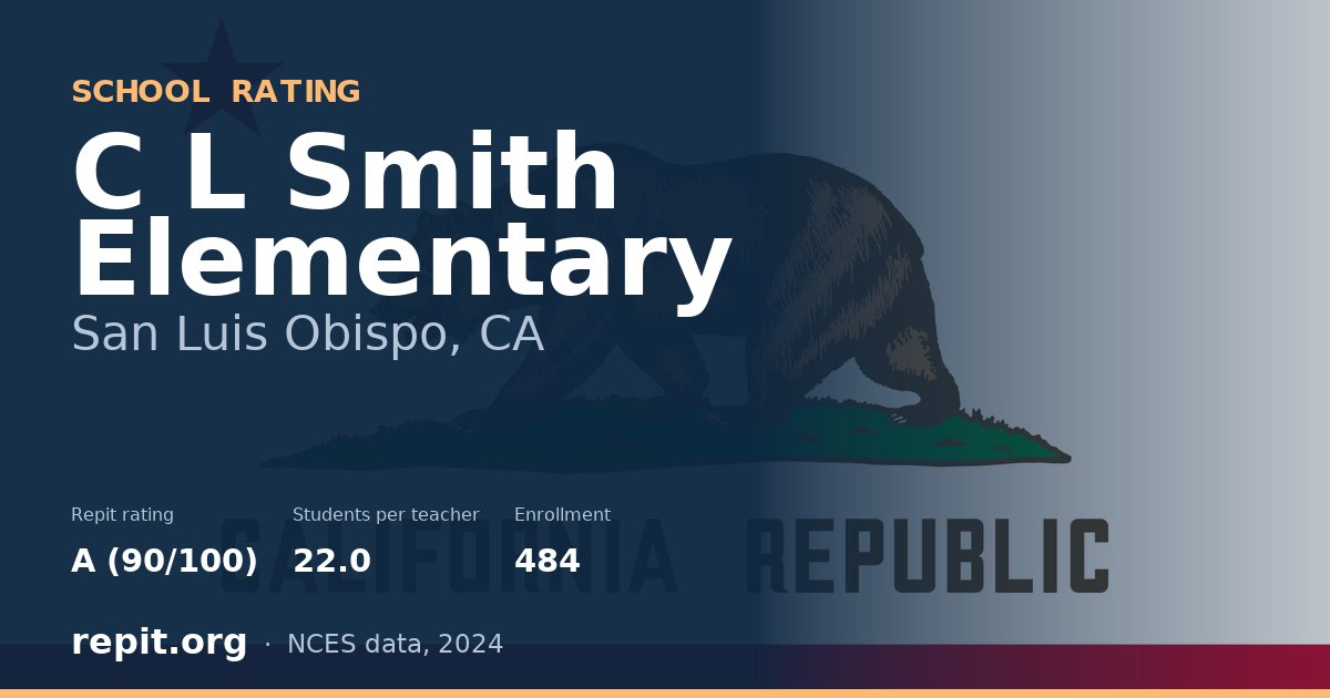 C L Smith Elementary, San Luis Obispo, CA — Repit school rating A (90/100)