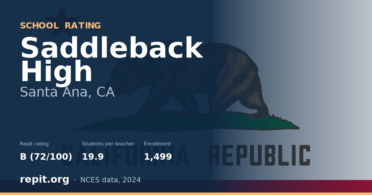 Saddleback High, Santa Ana, CA — Repit school rating B (72/100)