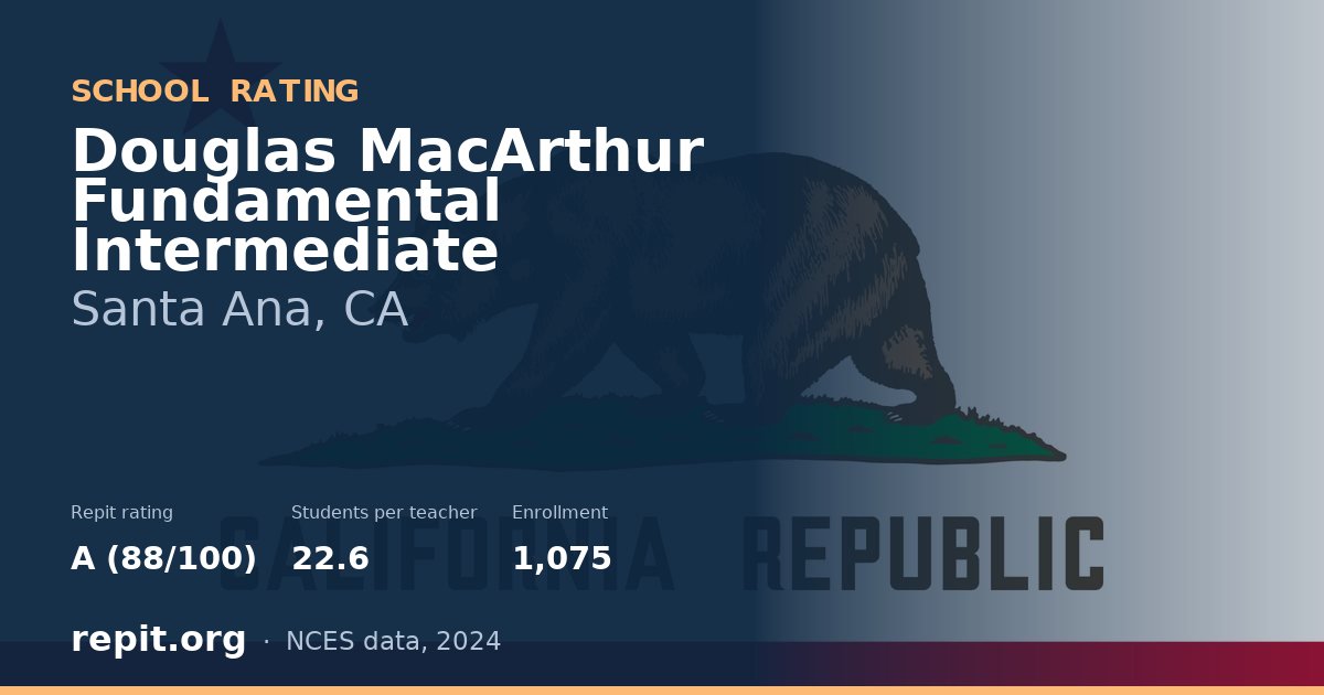 Douglas MacArthur Fundamental Intermediate, Santa Ana, CA — Repit school rating A (88/100)