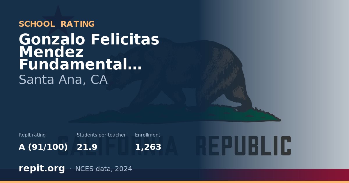 Gonzalo Felicitas Mendez Fundamental Intermediate, Santa Ana, CA — Repit school rating A (91/100)