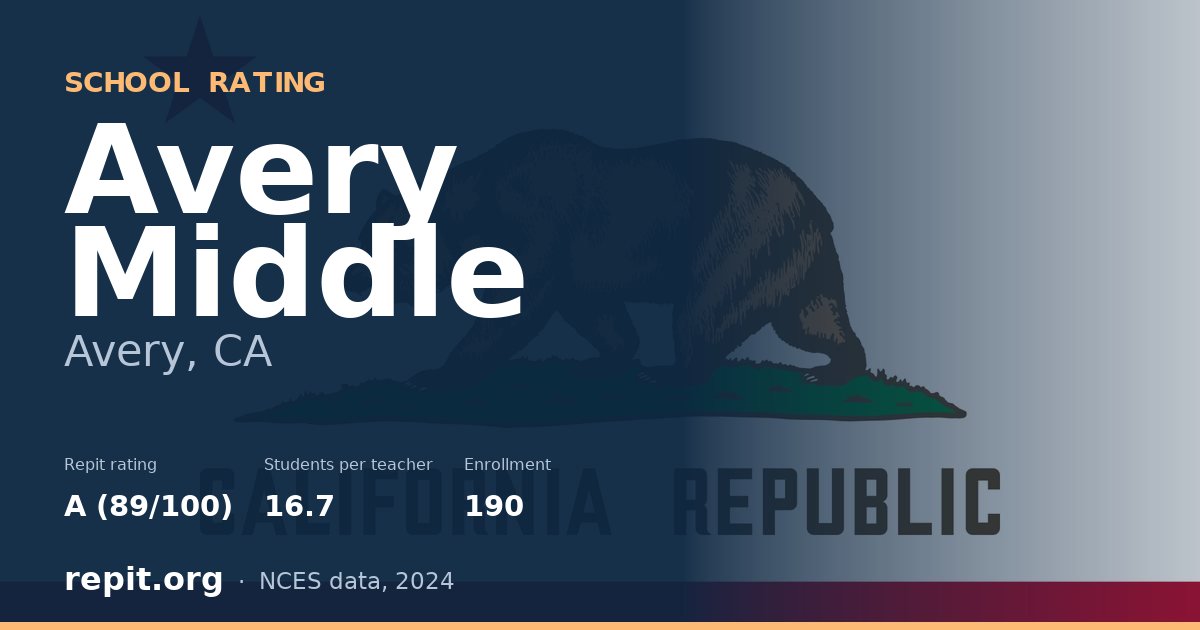 Avery Middle, Avery, CA — Repit school rating A (89/100)