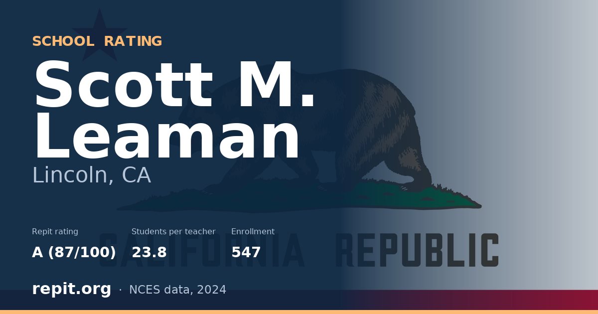 Scott M. Leaman, Lincoln, CA — Repit school rating A (87/100)