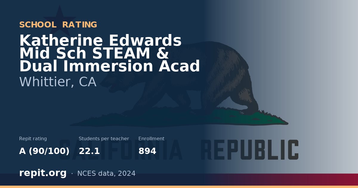 Katherine Edwards Mid Sch STEAM & Dual Immersion Acad, Whittier, CA — Repit school rating A (90/100)