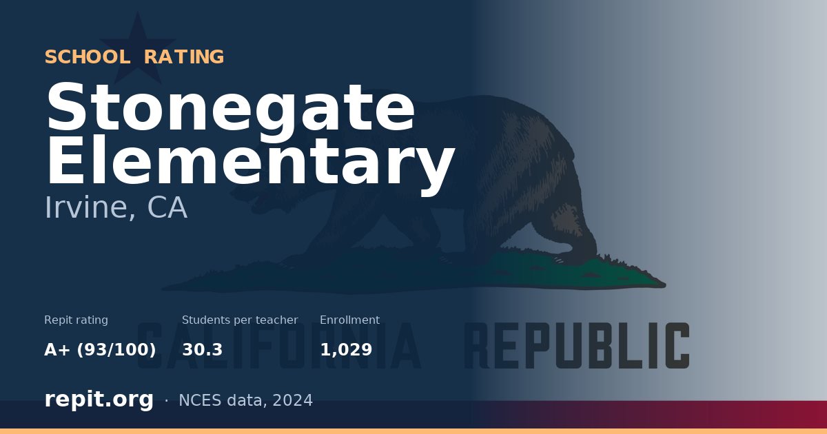 Stonegate Elementary, Irvine, CA — Repit school rating A+ (93/100)