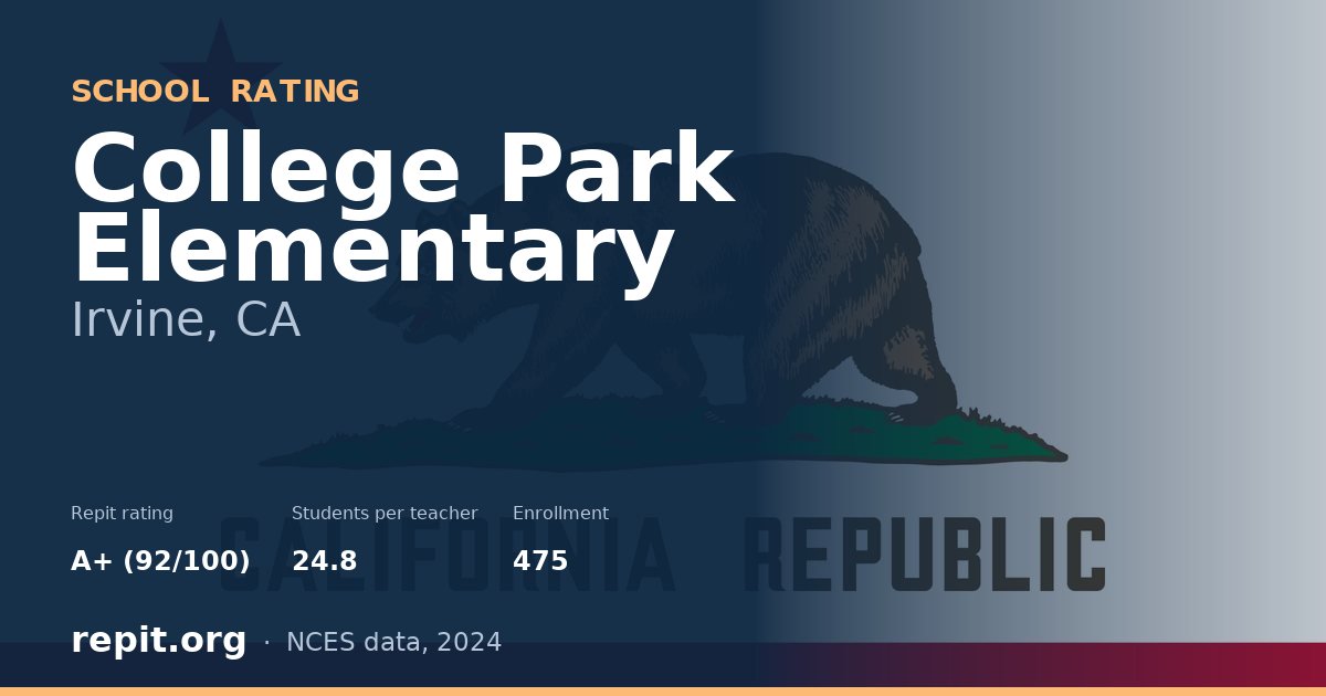 College Park Elementary, Irvine, CA — Repit school rating A+ (92/100)