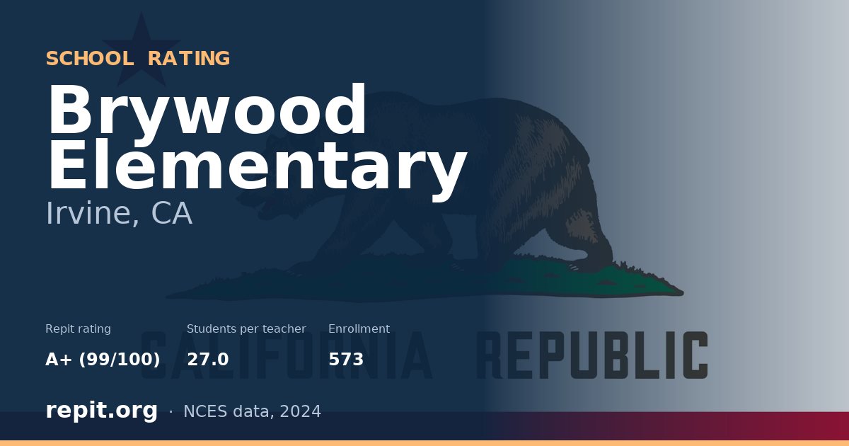 Brywood Elementary, Irvine, CA — Repit school rating A+ (99/100)