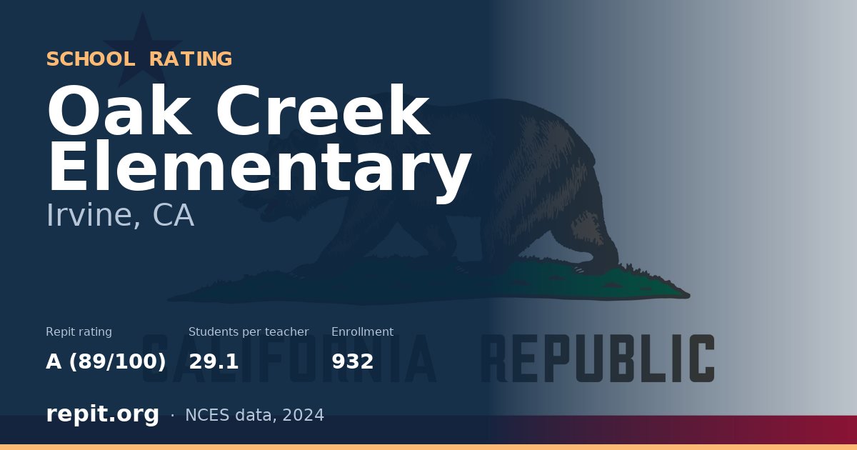 Oak Creek Elementary, Irvine, CA — Repit school rating A (89/100)