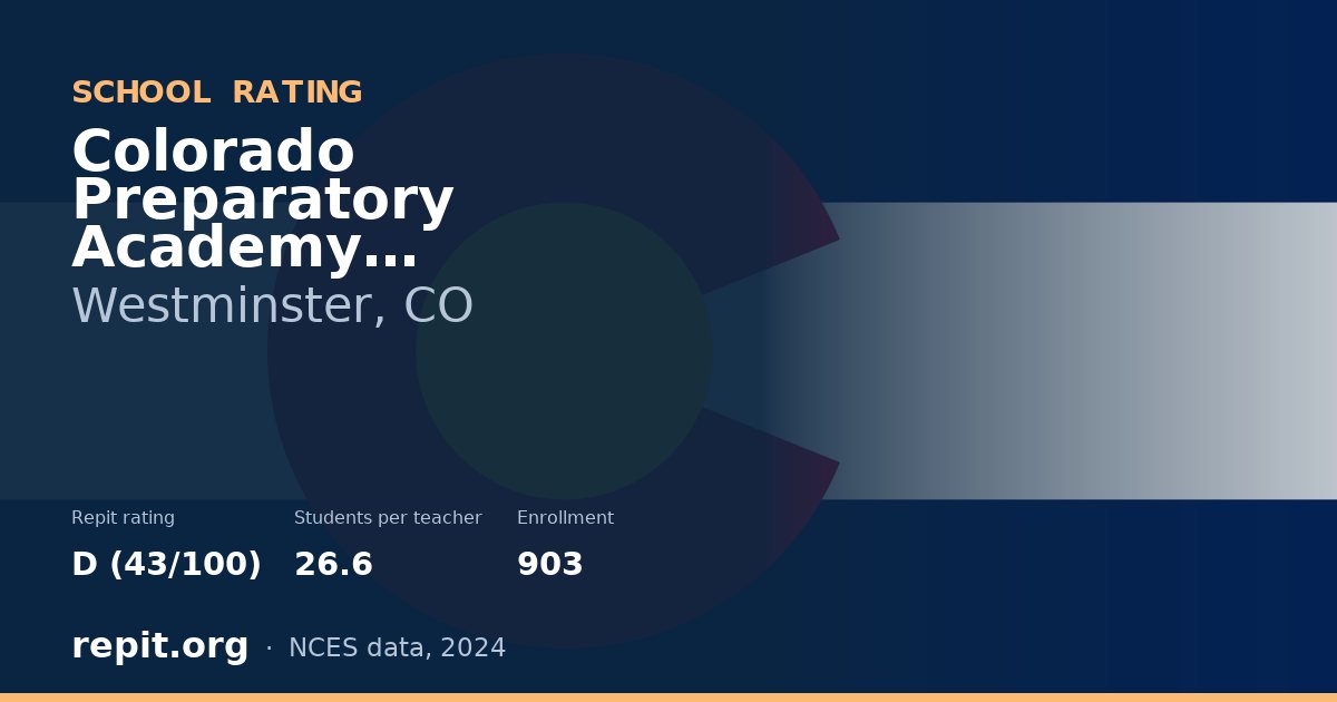 Colorado Preparatory Academy Elementary School, Westminster, CO — Repit school rating D (43/100)