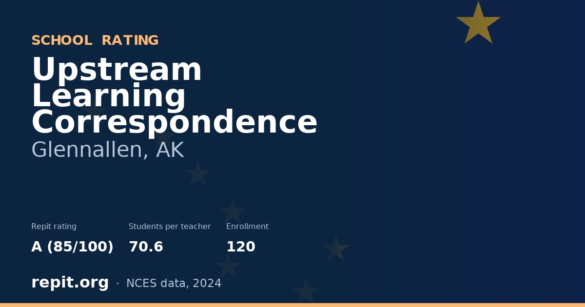 Upstream Learning Correspondence, Glennallen, AK — Repit school rating A (85/100)
