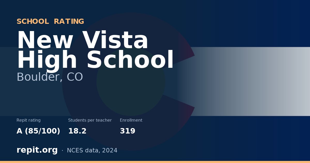 New Vista High School, Boulder, CO — Repit school rating A (85/100)
