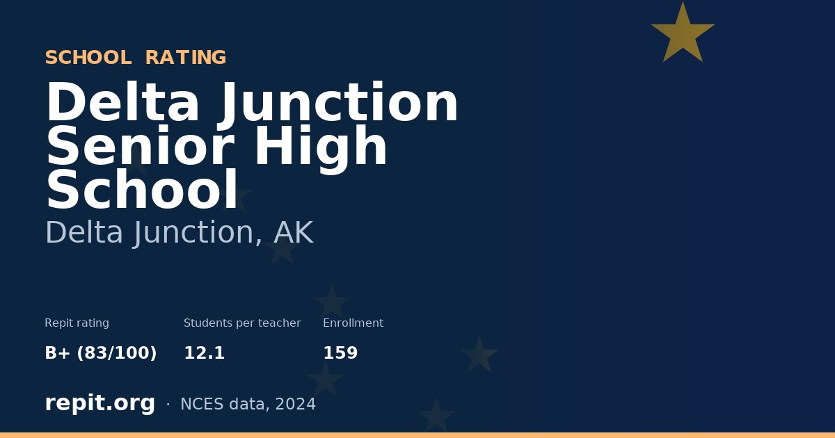 Delta Junction Senior High School, Delta Junction, AK — Repit school rating B+ (83/100)