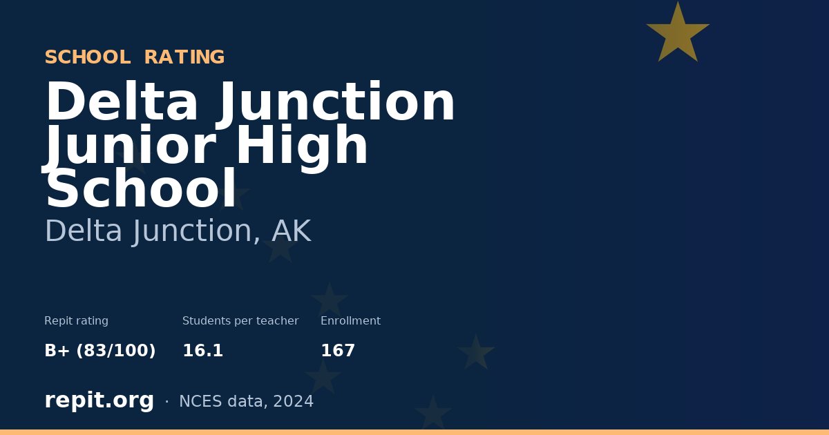 Delta Junction Junior High School, Delta Junction, AK — Repit school rating B+ (83/100)