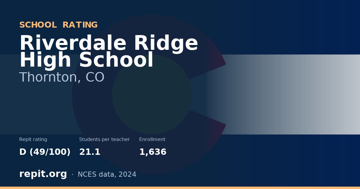 Riverdale Ridge High School, Thornton, CO — Repit school rating D (49/100)