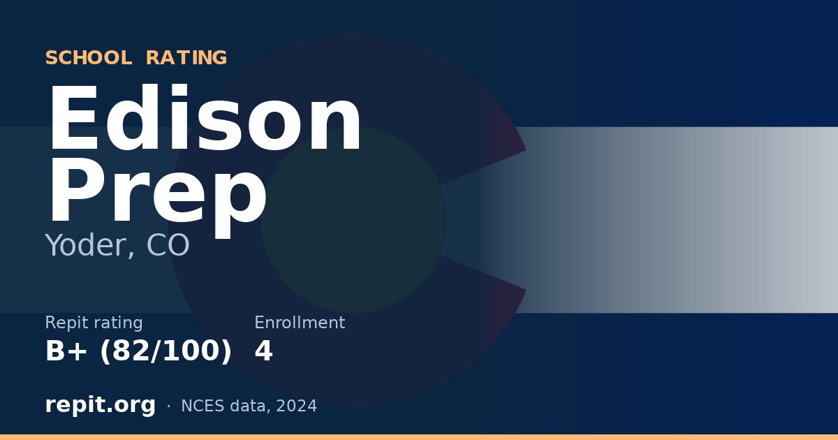 Edison Prep, Yoder, CO — Repit school rating B+ (82/100)