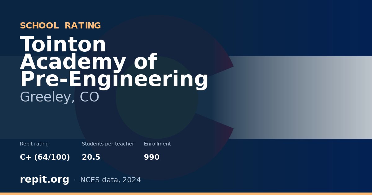 Tointon Academy of Pre-Engineering, Greeley, CO — Repit school rating C+ (64/100)