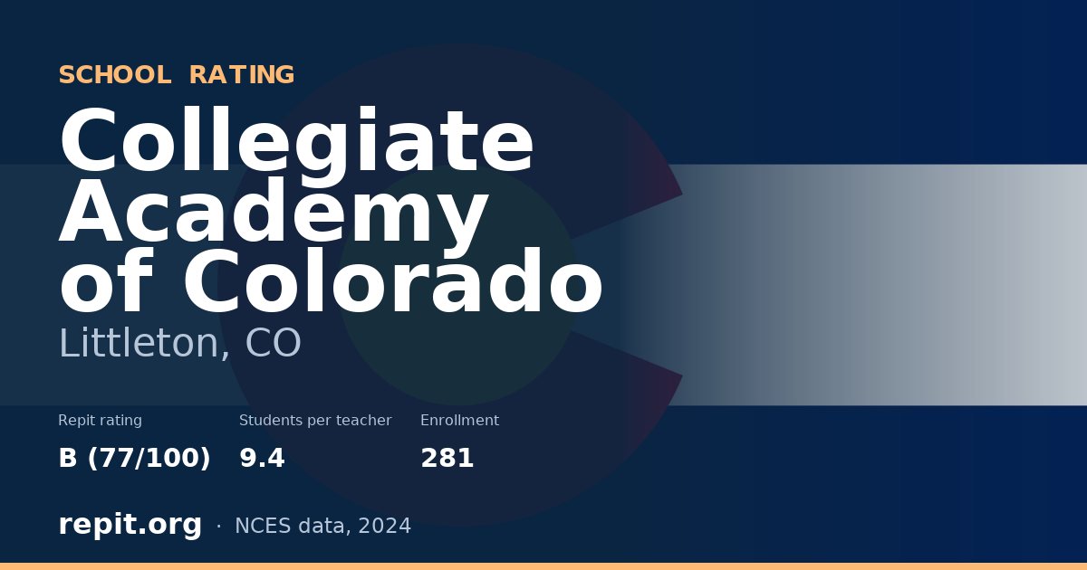Collegiate Academy of Colorado, Littleton, CO — Repit school rating B (77/100)