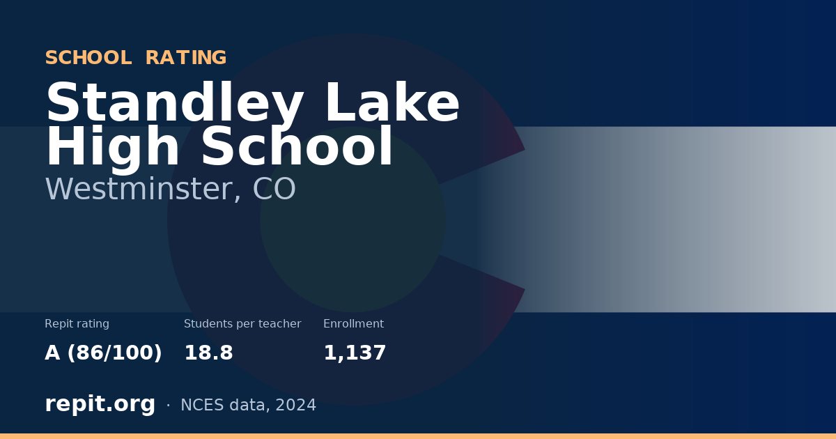 Standley Lake High School, Westminster, CO — Repit school rating A (86/100)