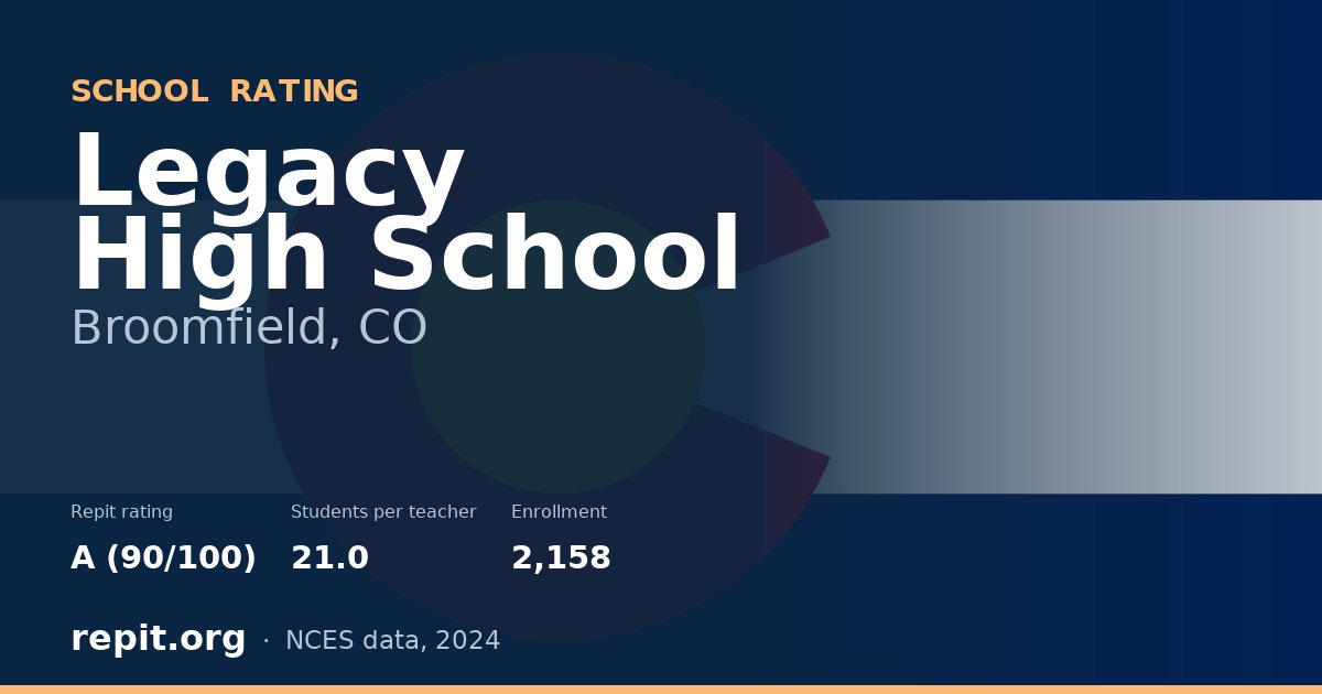 Legacy High School, Broomfield, CO — Repit school rating A (90/100)
