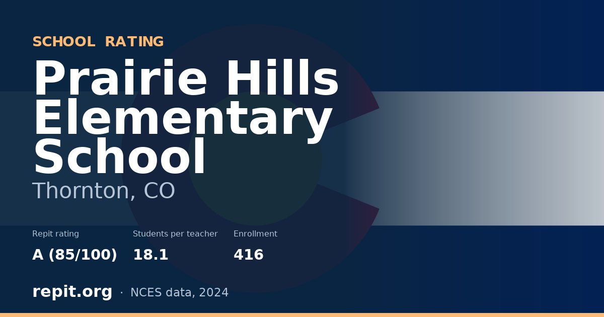 Prairie Hills Elementary School, Thornton, CO — Repit school rating A (85/100)