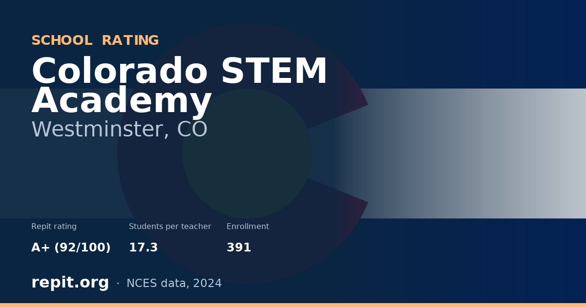 Colorado STEM Academy, Westminster, CO — Repit school rating A+ (92/100)