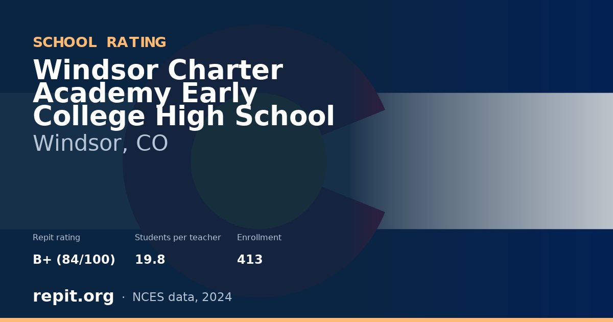 Windsor Charter Academy Early College High School, Windsor, CO — Repit school rating B+ (84/100)