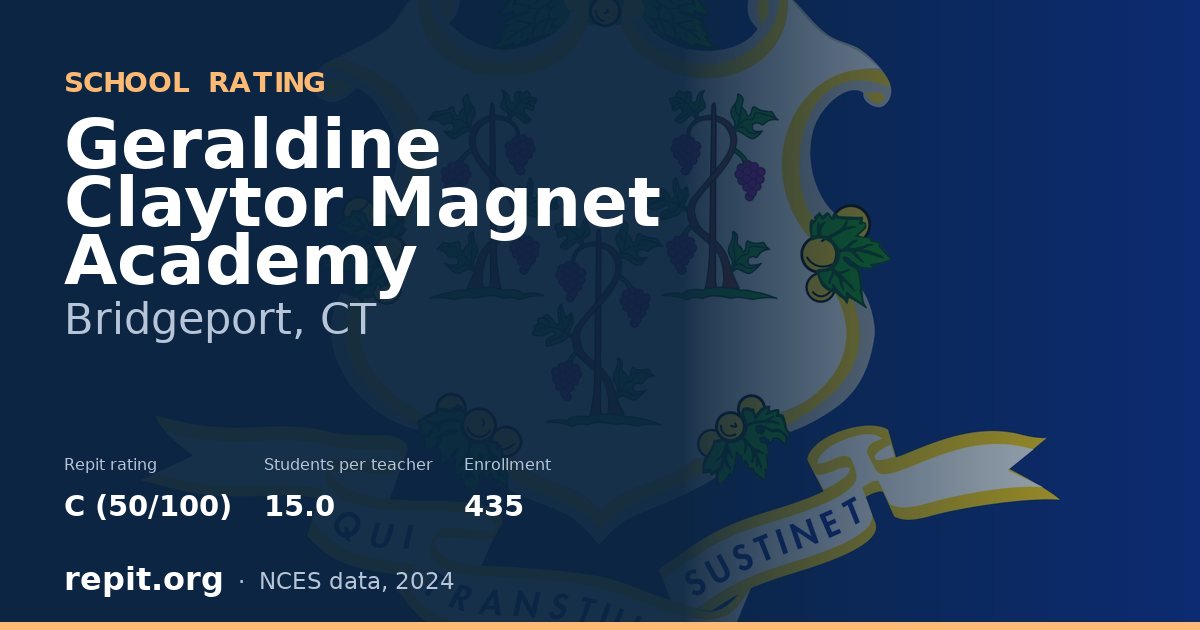 Geraldine Claytor Magnet Academy, Bridgeport, CT — Repit school rating C (50/100)
