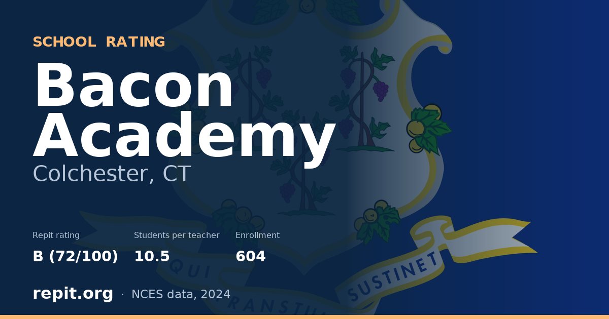 Bacon Academy, Colchester, CT — Repit school rating B (72/100)