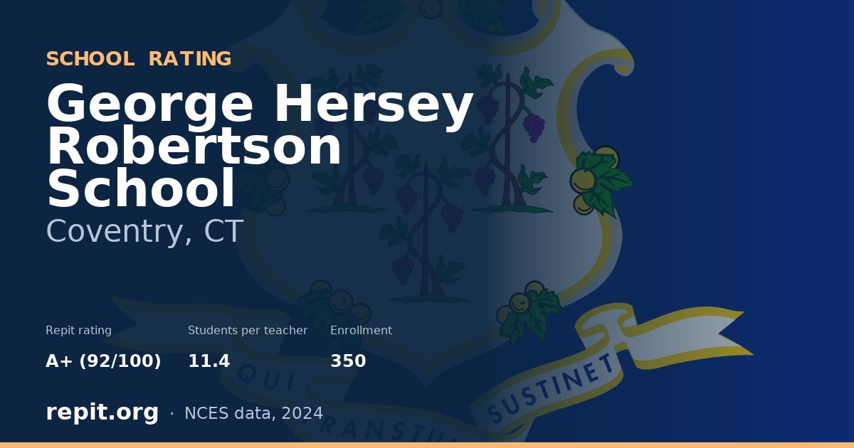 George Hersey Robertson School, Coventry, CT — Repit school rating A+ (92/100)