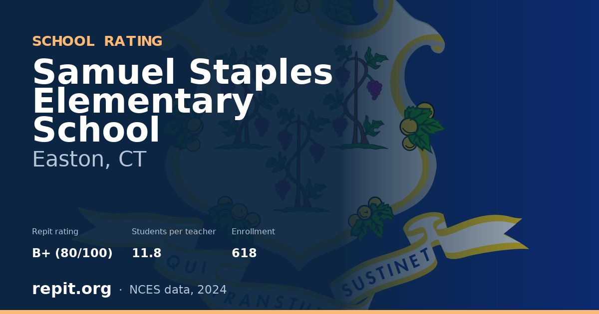 Samuel Staples Elementary School, Easton, CT — Repit school rating B+ (80/100)