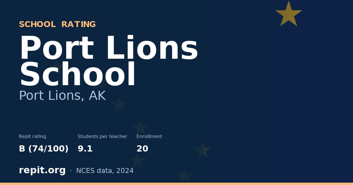 Port Lions School, Port Lions, AK — Repit school rating B (74/100)
