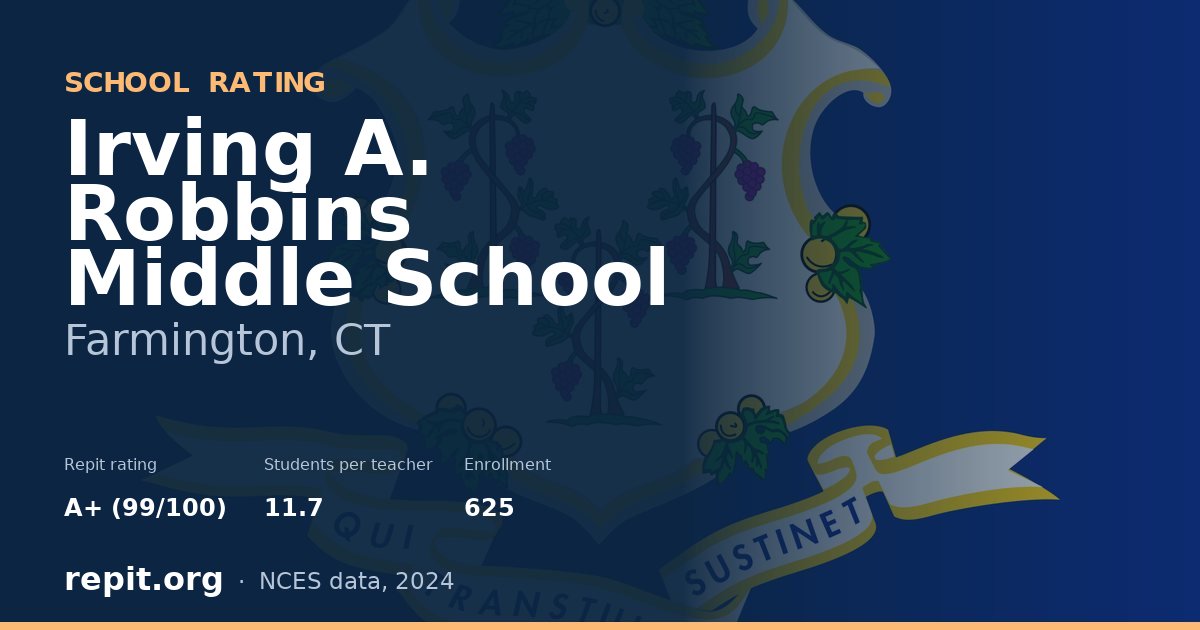 Irving A. Robbins Middle School, Farmington, CT — Repit school rating A+ (99/100)