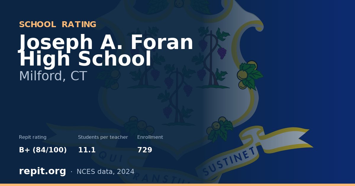 Joseph A. Foran High School, Milford, CT — Repit school rating B+ (84/100)
