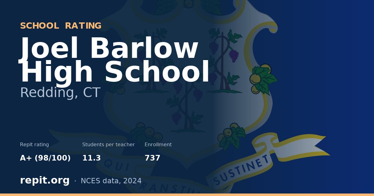 Joel Barlow High School, Redding, CT — Repit school rating A+ (98/100)