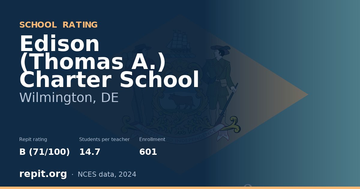 Edison (Thomas A.) Charter School, Wilmington, DE — Repit school rating B (71/100)