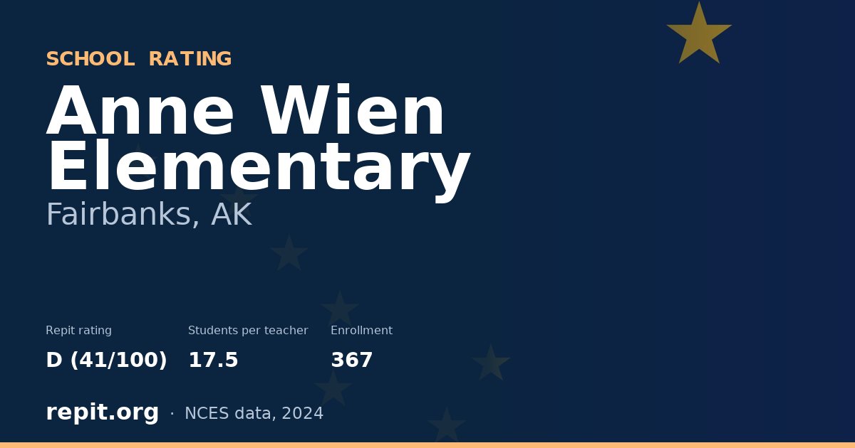 Anne Wien Elementary, Fairbanks, AK — Repit school rating D (41/100)