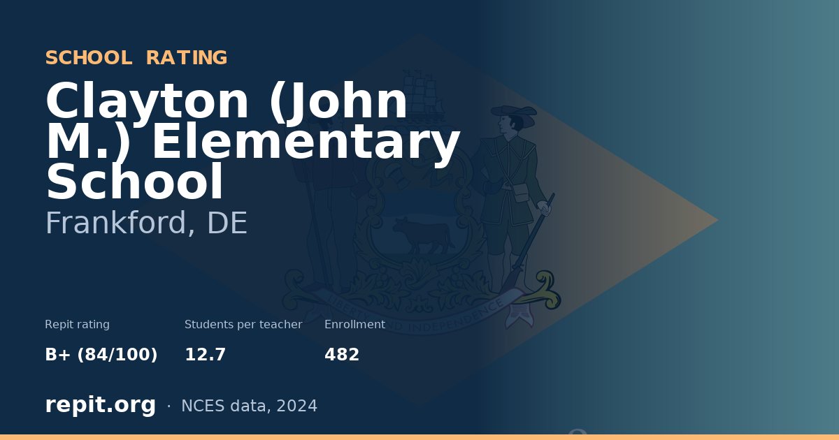 Clayton (John M.) Elementary School, Frankford, DE — Repit school rating B+ (84/100)