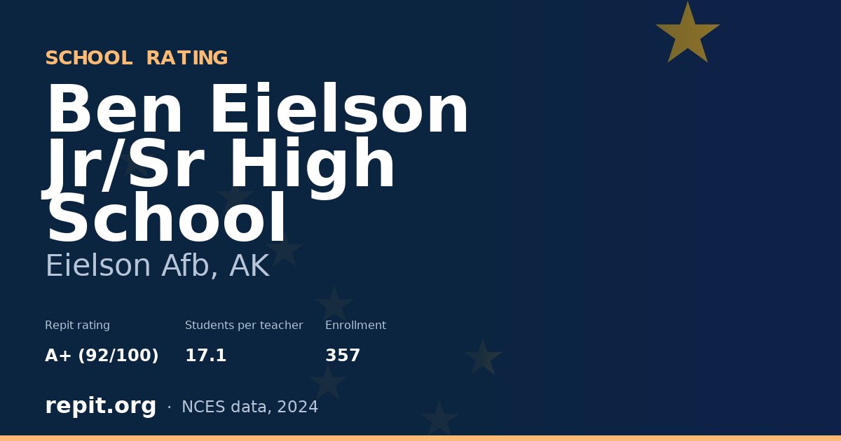 Ben Eielson Jr/Sr High School, Eielson Afb, AK — Repit school rating A+ (92/100)
