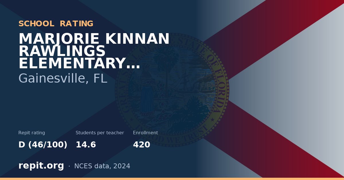 MARJORIE KINNAN RAWLINGS ELEMENTARY SCHOOL, Gainesville, FL — Repit school rating D (46/100)