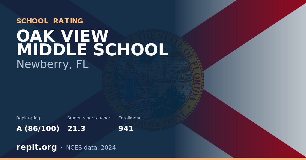 OAK VIEW MIDDLE SCHOOL, Newberry, FL — Repit school rating A (86/100)