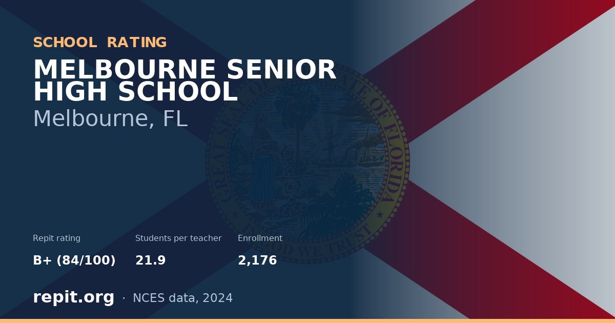 MELBOURNE SENIOR HIGH SCHOOL, Melbourne, FL — Repit school rating B+ (84/100)