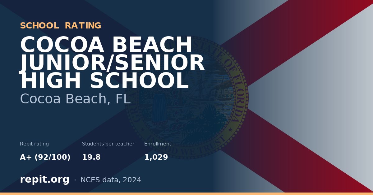 COCOA BEACH JUNIOR/SENIOR HIGH SCHOOL, Cocoa Beach, FL — Repit school rating A+ (92/100)