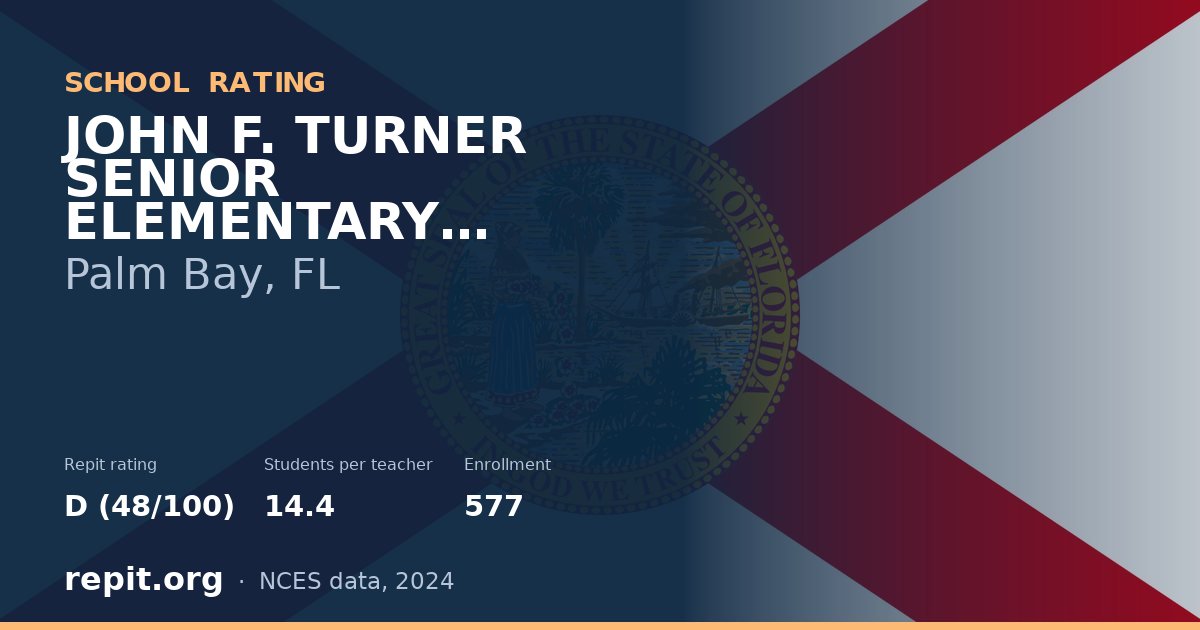 JOHN F. TURNER SENIOR ELEMENTARY SCHOOL, Palm Bay, FL — Repit school rating D (48/100)