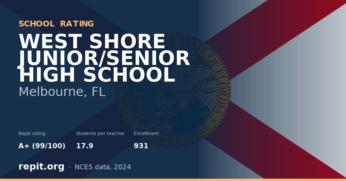 WEST SHORE JUNIOR/SENIOR HIGH SCHOOL, Melbourne, FL — Repit school rating A+ (99/100)