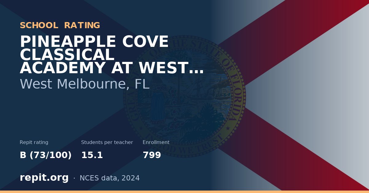 PINEAPPLE COVE CLASSICAL ACADEMY AT WEST MELBOURNE, West Melbourne, FL — Repit school rating B (73/100)
