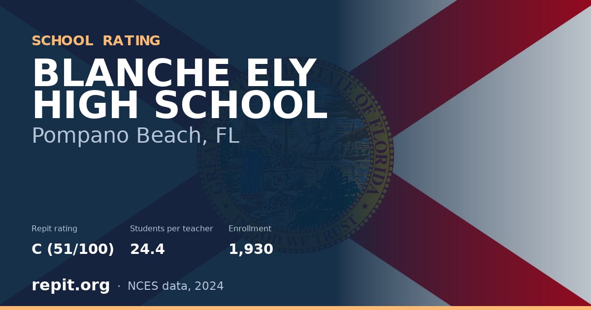 BLANCHE ELY HIGH SCHOOL, Pompano Beach, FL — Repit school rating C (51/100)