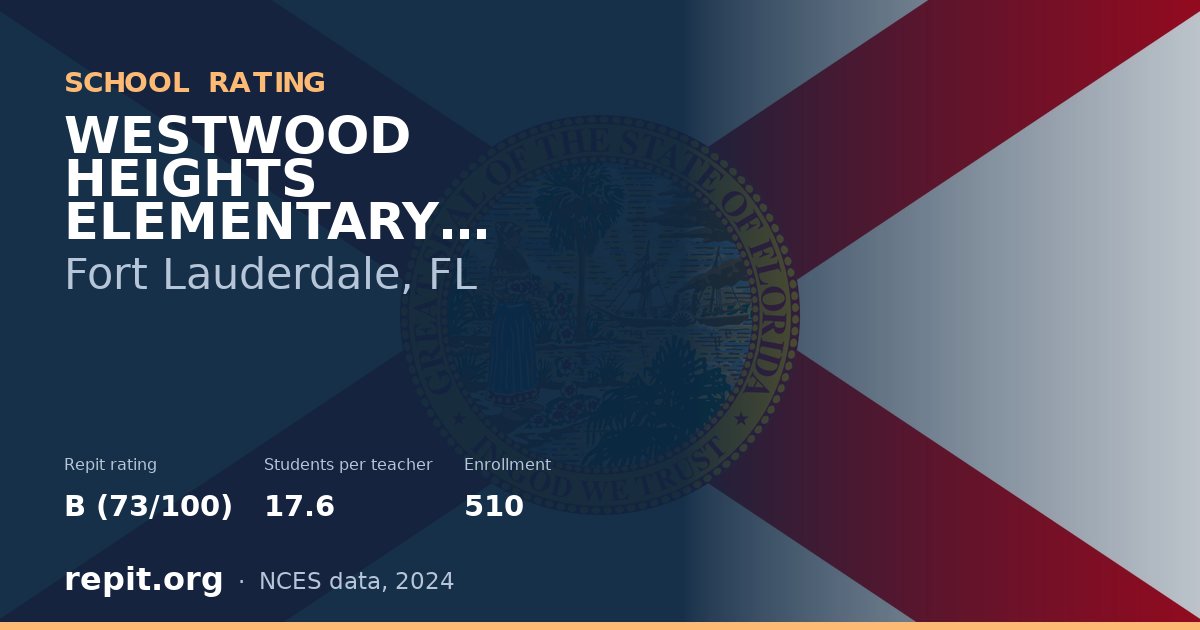 WESTWOOD HEIGHTS ELEMENTARY SCHOOL, Fort Lauderdale, FL — Repit school rating B (73/100)