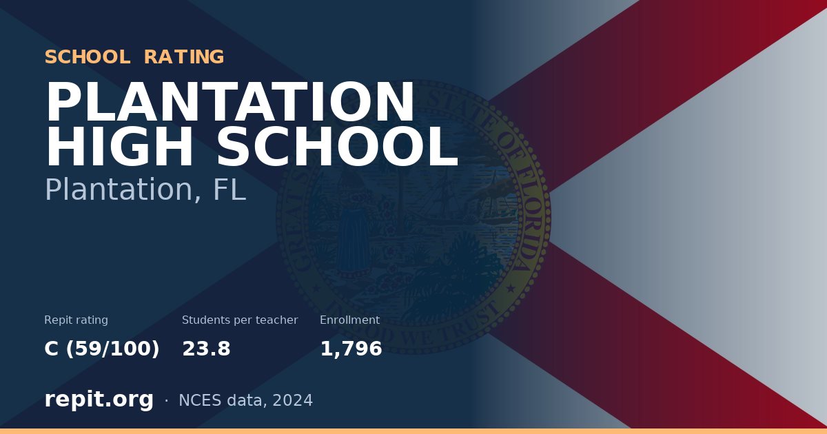 PLANTATION HIGH SCHOOL, Plantation, FL — Repit school rating C (59/100)